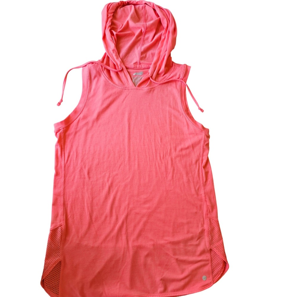 Avia Womens Sleeveless Hoodie Tank Top Coral Pink Mesh Hem AVL19055 Size M 8-10